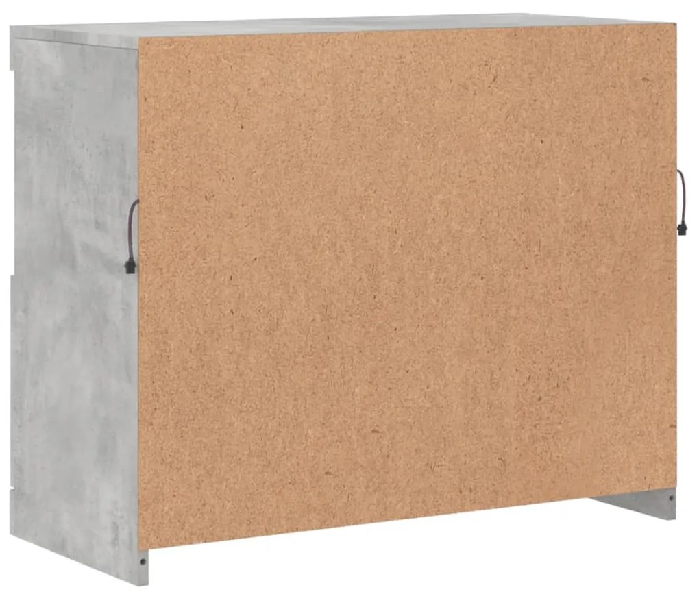 betonszürke tálalószekrény LED-világítással 81 x 37 x 67 cm