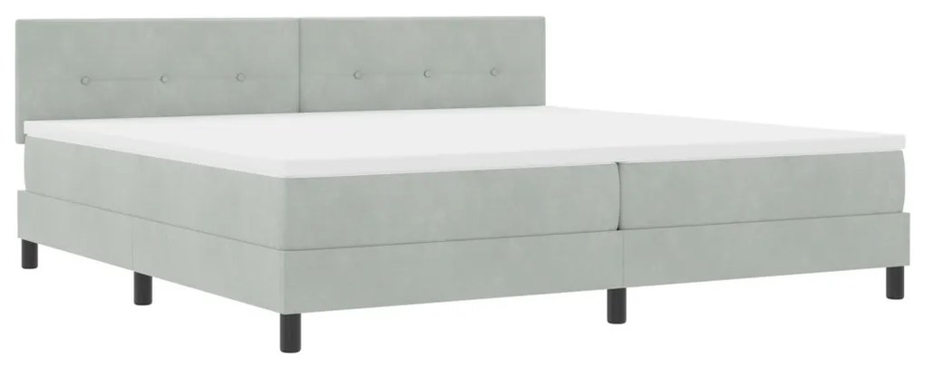 Boxspring Ágy Matraccal Világosszürke 200x200 cm Bársony