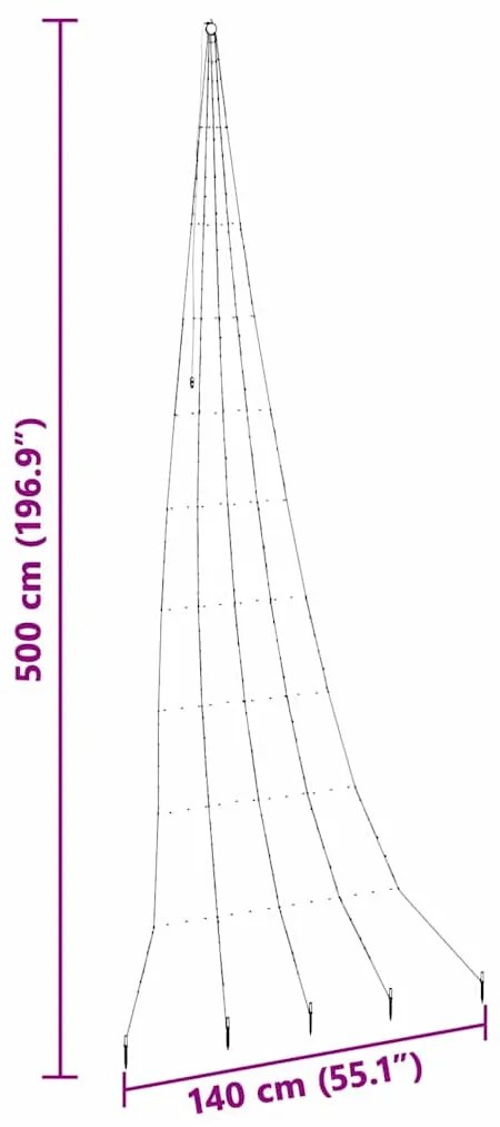 LED Karácsonyfák talajráccsal Meleg fehér 500 cm Fém