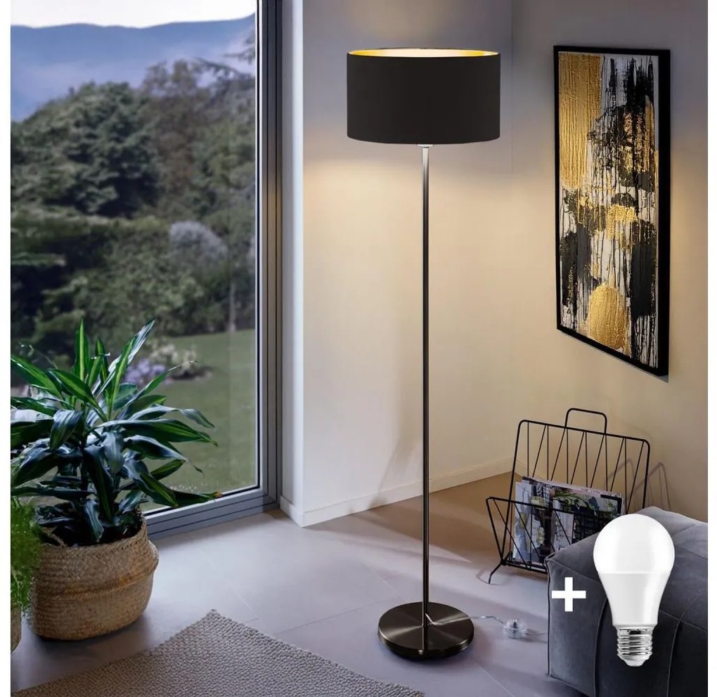 LED állólámpa TUNJA 1xE27/20W/230V átm. 38 cm fekete