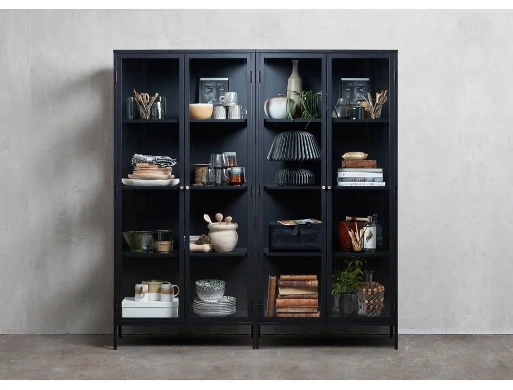 Fekete fém tálalószekrény 90x190 cm Carmel – Unique Furniture