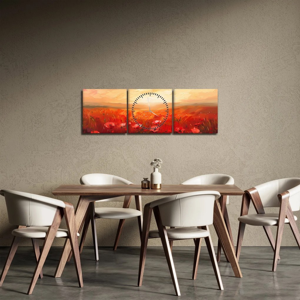 Kép - Mező pipacsok (órával) (90x30 cm)