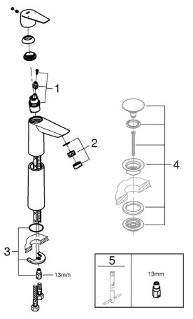 GROHE 32860001 - BAUEDGE 304 mm mosdócsaptelep, fényes króm