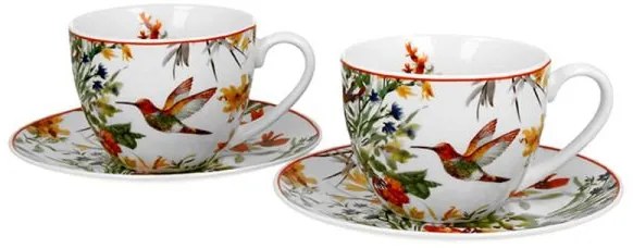 Kolibri madaras porcelán teás készlet fémszűrővel - 2 személyes - 270/900 ml