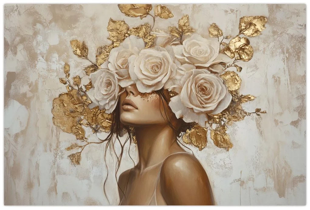 Kép - Lány rózsákkal (90x60 cm)
