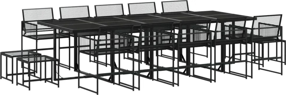 vidaXL 15 részes fekete polyrattan kerti étkezőgarnitúra