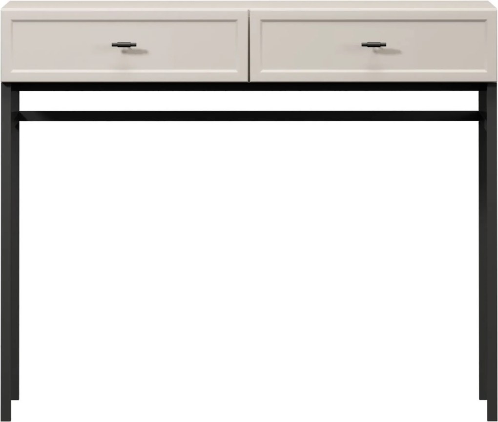 Lorini fiókos sminkasztal 100 cm - kasmír / fekete T-bar fogantyúk / keret