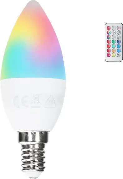 LED C37 izzó - E14 - 4,8 W - RGB + 3000 K - 420 lm