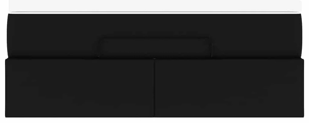 Ottomán ágykeret matraccal Fekete 120x190 cm műbőrrel