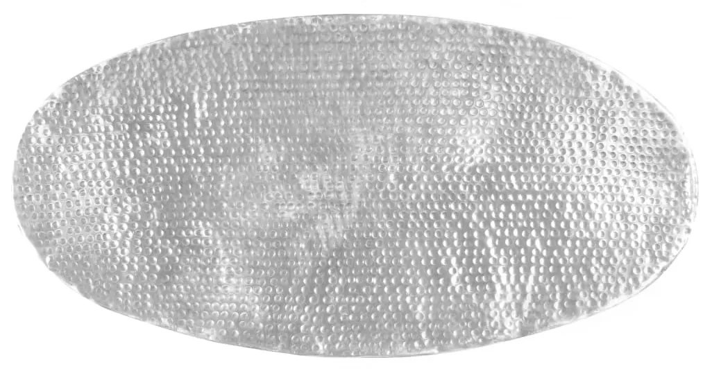 Ezüst kalapált alumínium dohányzóasztal 100 x 50 x 28 cm