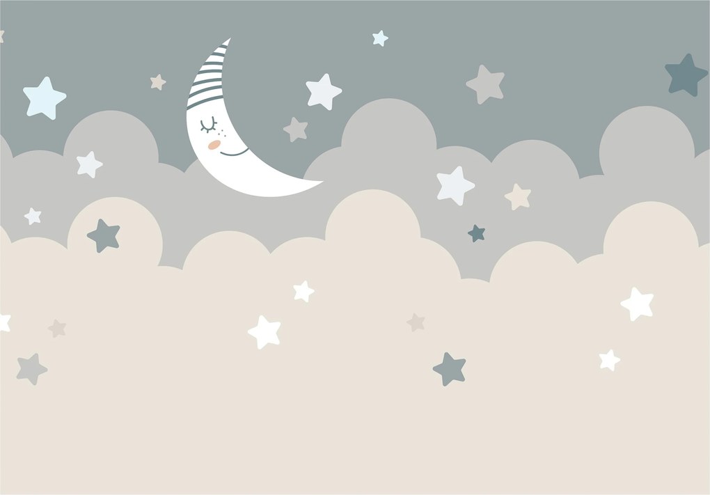 Fotótapéta Gyerekeknek Hold Csillagok Tapéta Gyerekszoba 350x250