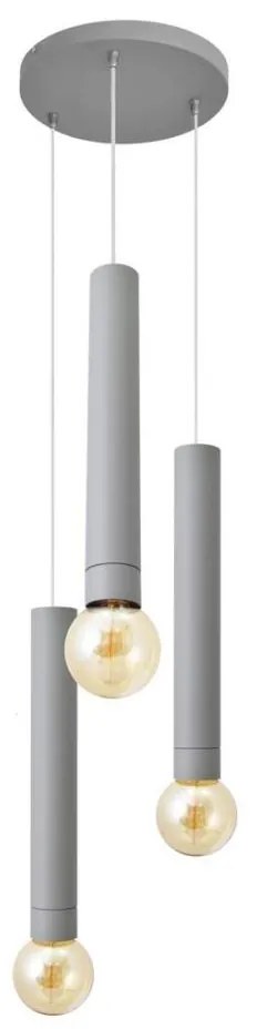 Csillár zsinóron TUBA 3xE27/15W/230V szürke