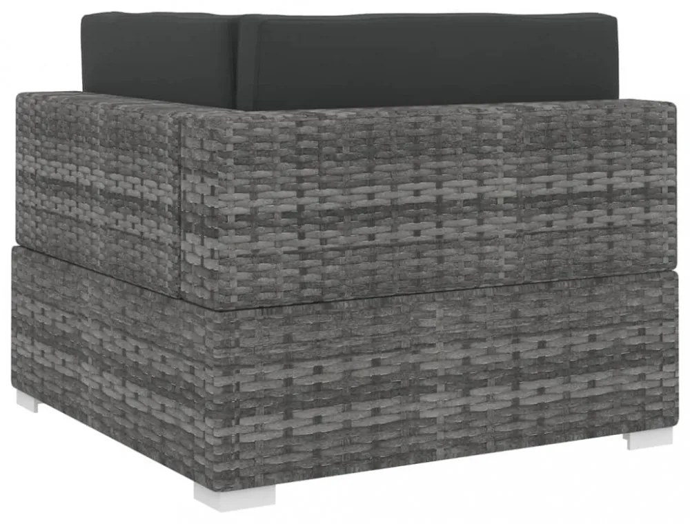 vidaXL 1 db szürke polyrattan moduláris sarokfotel párnákkal