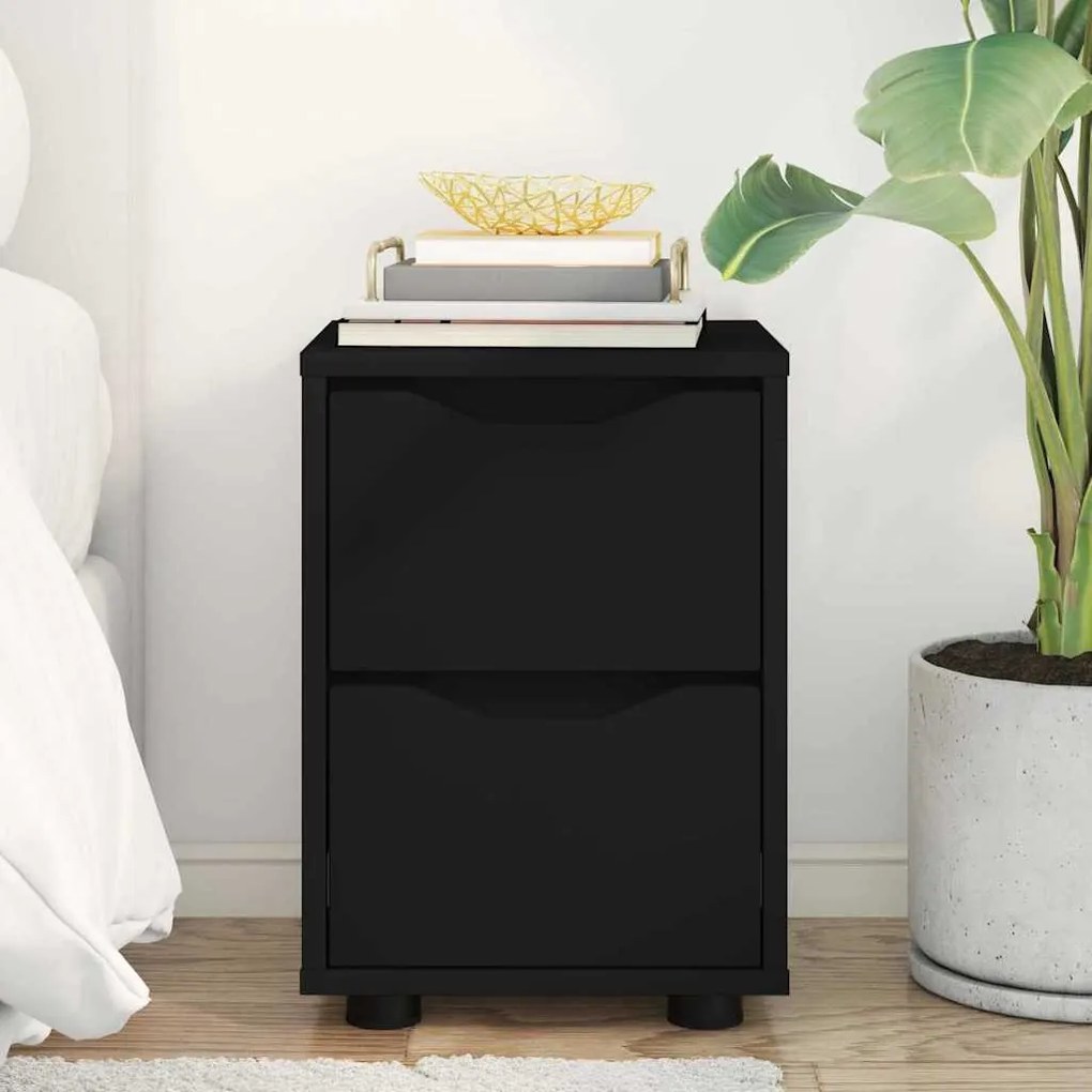 vidaXL Éjjeli asztal fiókkal Fekete 30,5 x 30 x 43 cm Faanyag