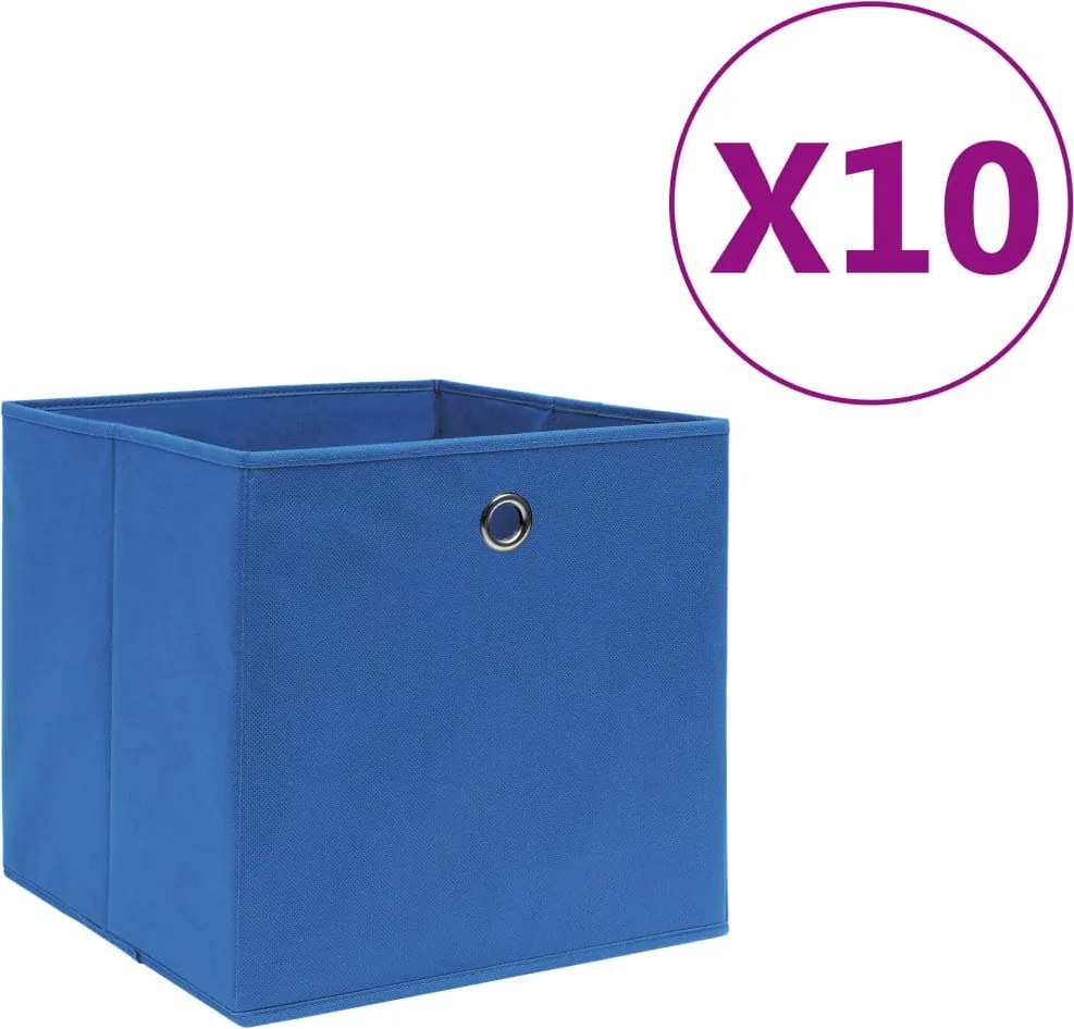 vidaXL 10 db kék nem szőtt szövet tárolódoboz 28 x 28 x 28 cm