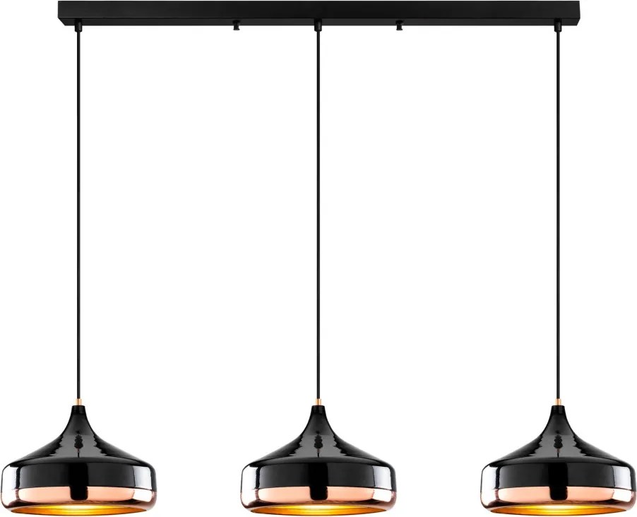 Yildo L-253-1 fekete fém függőlámpa, 146 x 36 cm, 3 izzós
