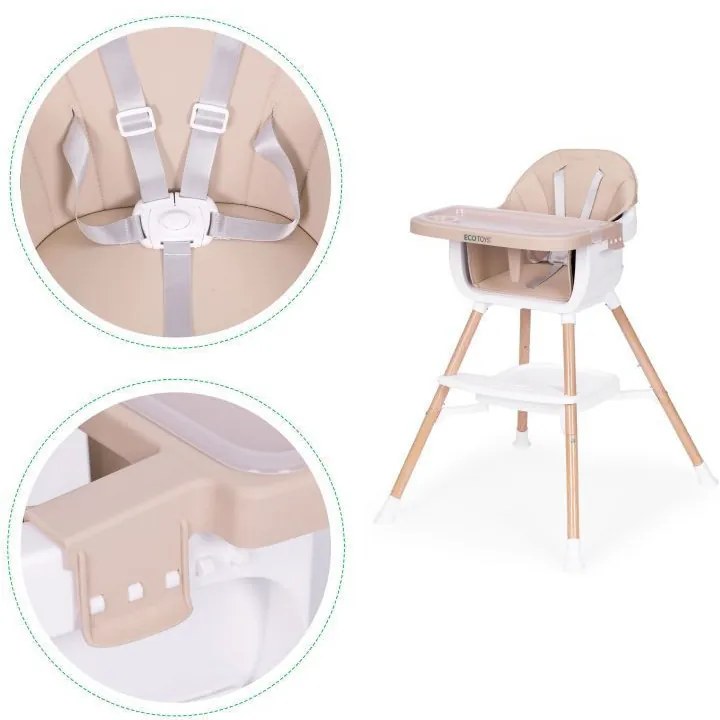 Gyerek etetőszék 2 az 1-ben bézs