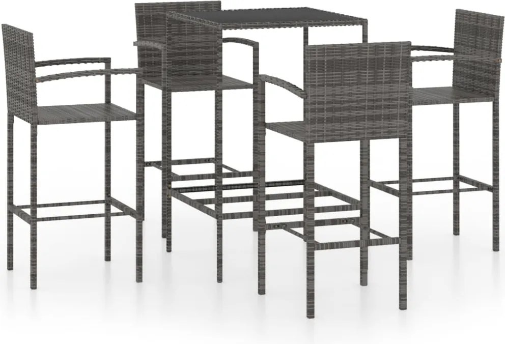 vidaXL 5 darabos szürke polyrattan kerti bárszett