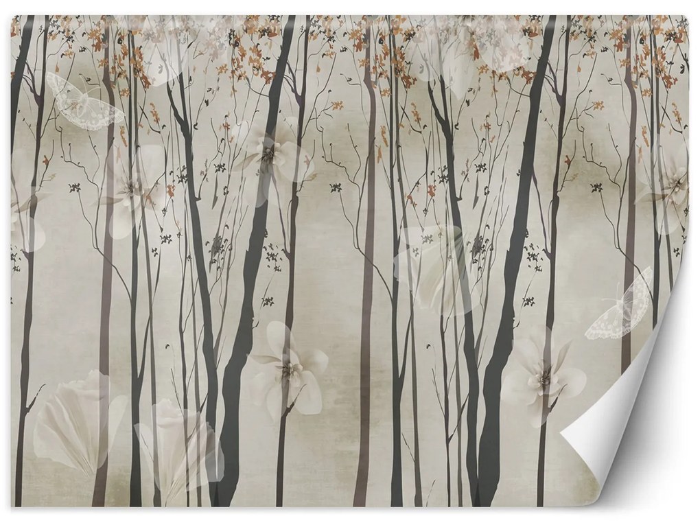 Gario Fotótapéta Fák, virágok és pillangók Anyag: Vlies, Méret: 400 x 280 cm