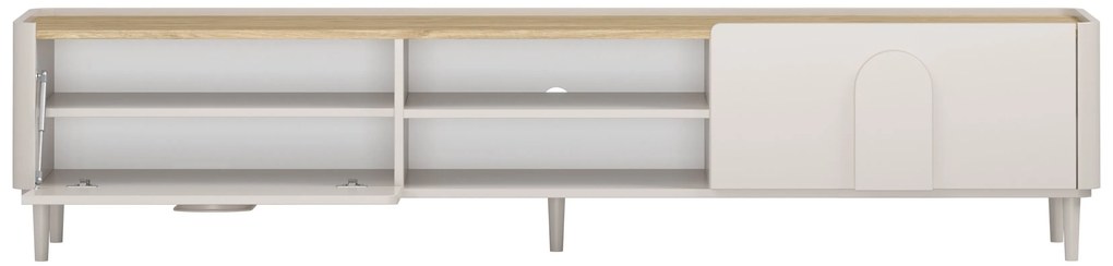 Amilio fiókos lábas TV szekrény 220 cm - kasmír / olajozott tölgy / kasmír fogantyúk