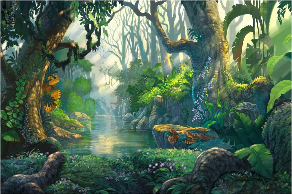 Kép - Egy trópusi erdő illusztrációja (90x60 cm)