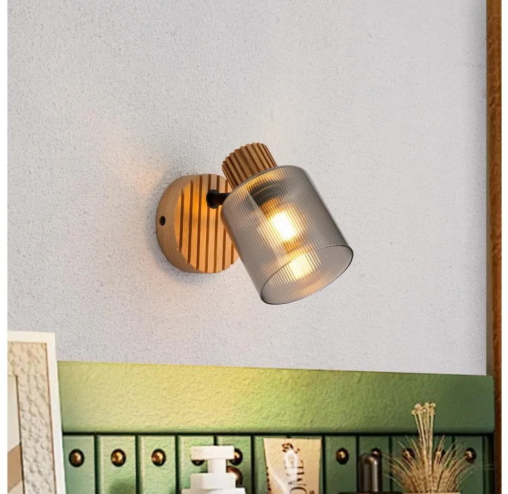 Brilagi - Fali spotlámpa HYGGE 1xE14/15W/230V kaucsukfa/füstszínű