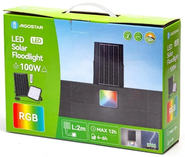 Aigostar - LED RGBW állítható napelemes reflektor 100W, IP66, DO