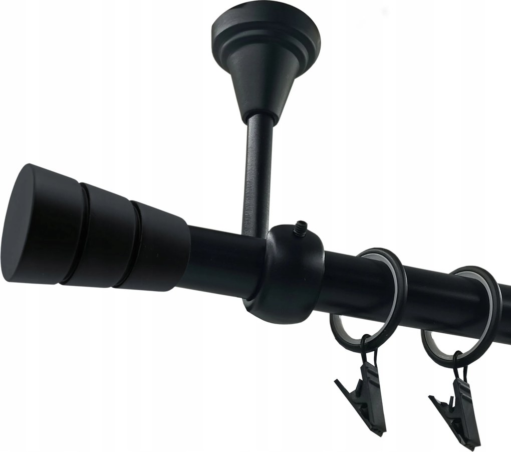 Mennyezeti Függönykarnis szimpla fém 19 mm Fekete Matt 180 cm Basic henger