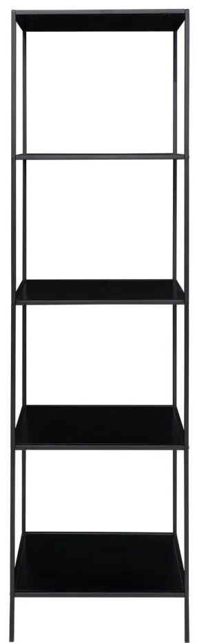 Vita polc 5 polccal, fekete, fekete kerettel, 51x36x170 cm