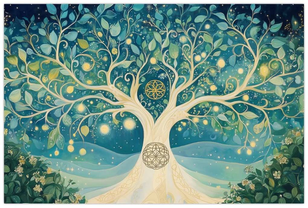Kép – Mágikus fa spirálokkal (90x60 cm)