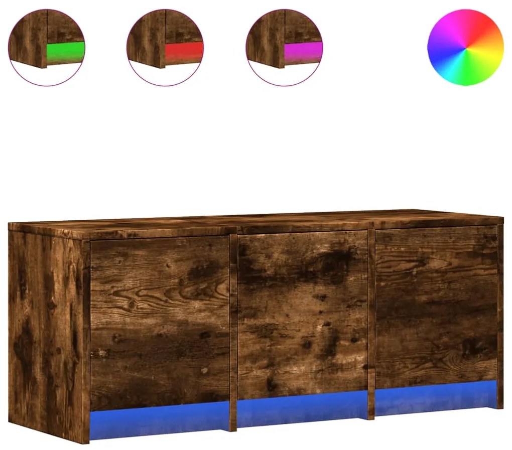 füstös tölgy színű szerelt fa TV-szekrény LED-del 97x34x40 cm