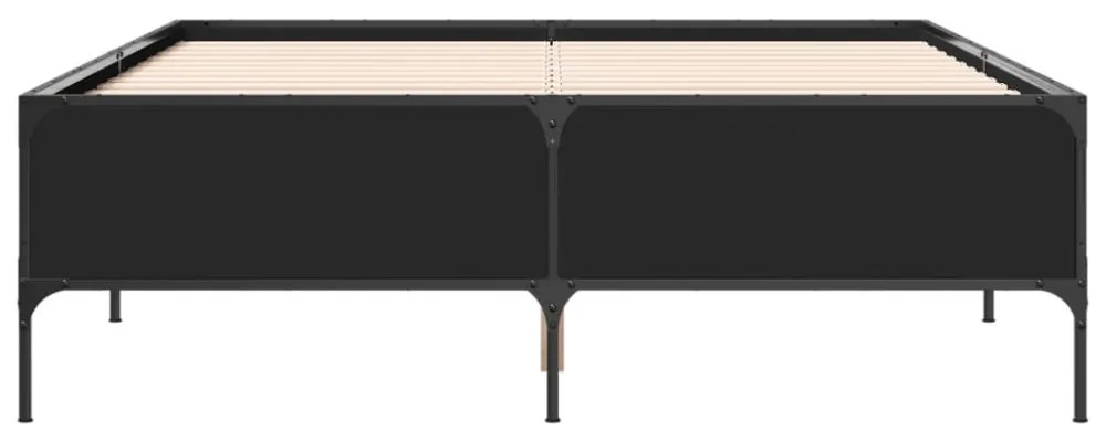 fekete szerelt fa és fém ágykeret 140 x 200 cm