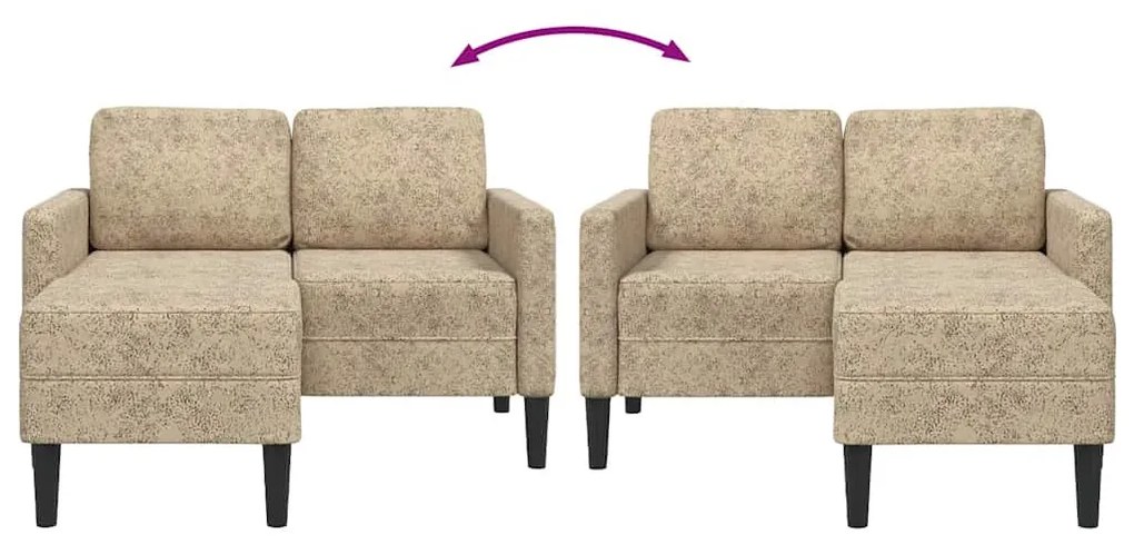 világosszürke műbőr 2 üléses kanapé L-alakú kanapéval 125 cm