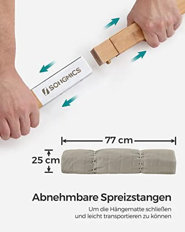 2 személye kemping függőágy párnával, 200x140 cm, max 225 kg, krém bézs színű