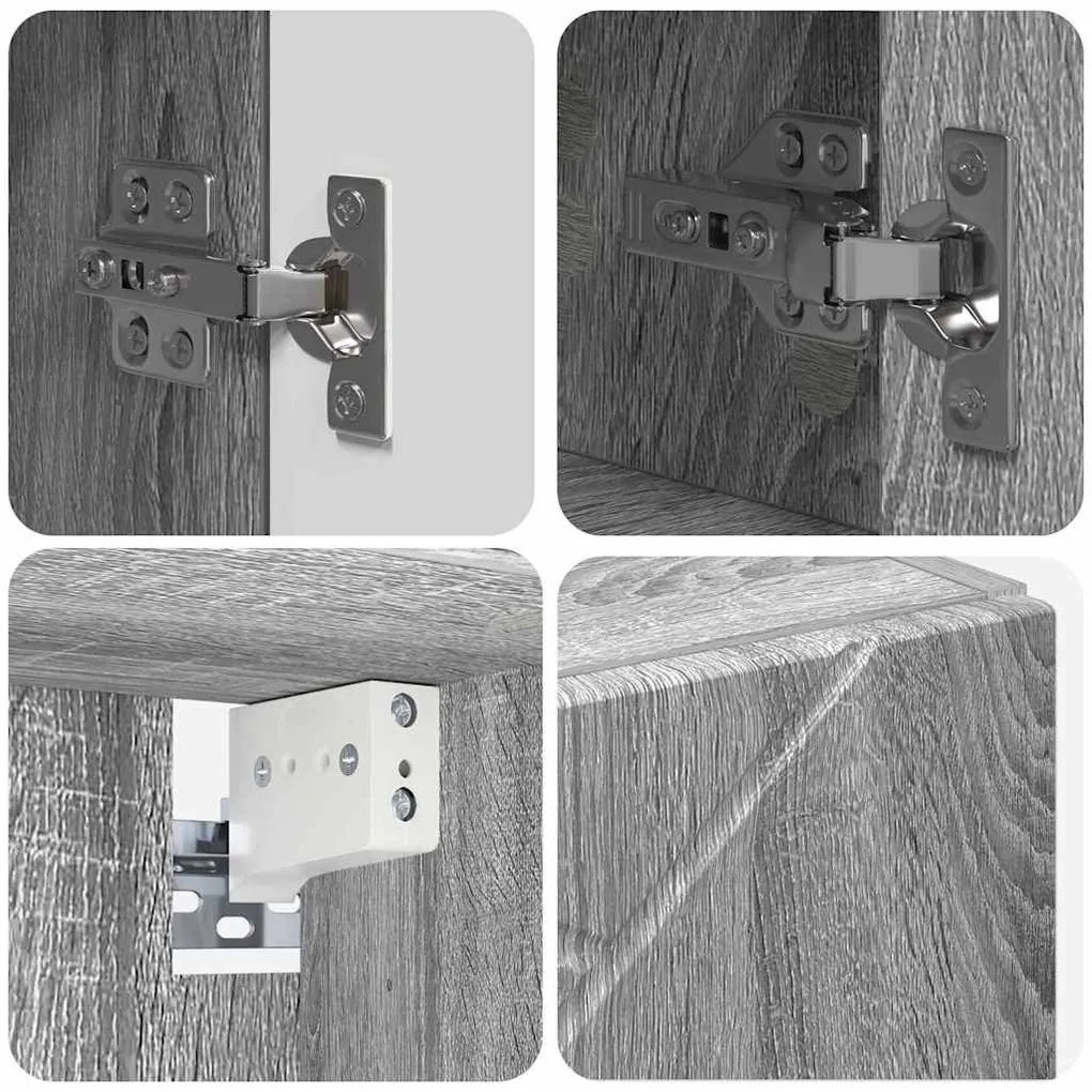 Fürdőszobai tükörszekrény Szürke sonoma 80 x 17 x 55 cm Faanyag