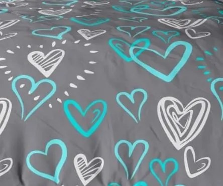 FLANEL DELUXE mintájú ágyneműhuzat Homa DONA BLUE LOVE 140x200 cm