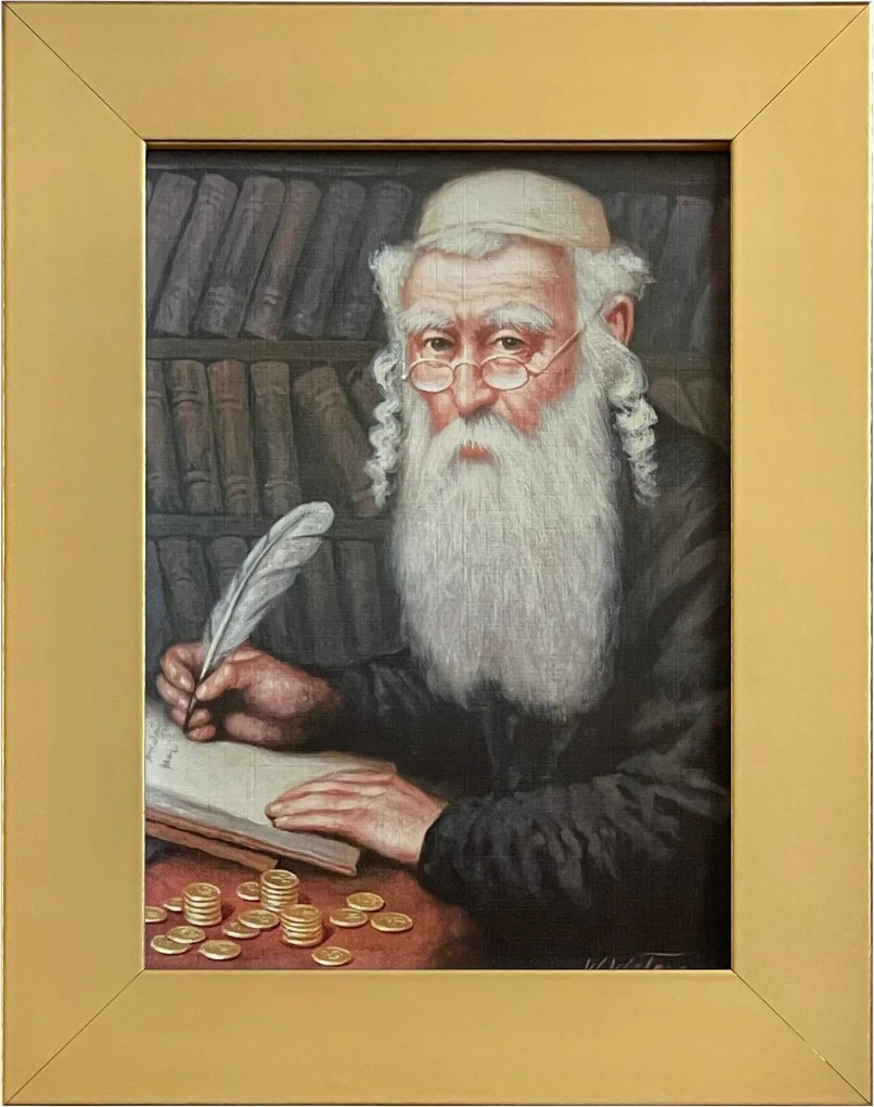 Vászonkép 22x17 Pénzszámláló Zsidó Arany Keret Ajándék