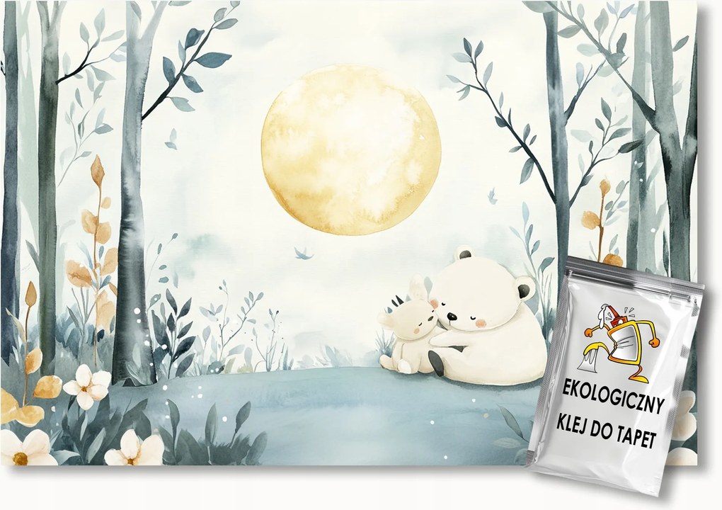 Fotótapéta Flizelina Gyerekek Erdő Fák Virágok Nap Mackók 350x250 ragasztó