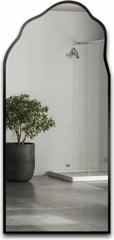 Auro I szabálytalan tükör fekete keretben 90x155