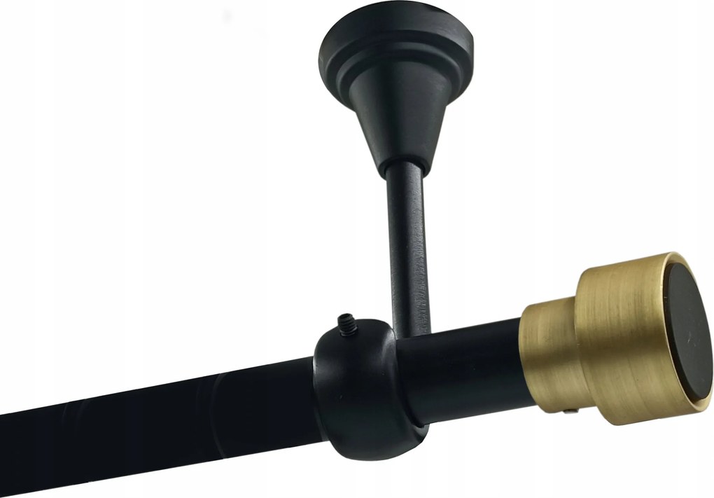 Egyrudas, Fém mennyezeti karnis, 19mm, Fekete, 180cm, Slick Gold, görgők Nélkül