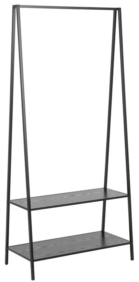 Fekete ruhatartó állvány kőrisfa dekorral Seaford – Actona