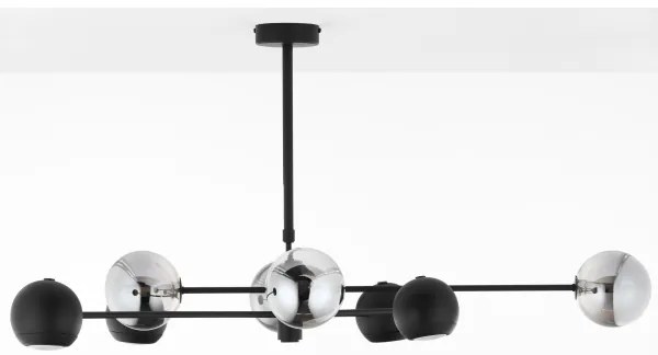 Jupiter 1975 - Csillár rúdon MOKA 4xGU10/10W/230V + 4xG9/10W/230V fekete/króm