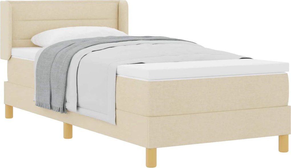 vidaXL Boxrugós ágy matracmal fejtámlával Krém 200 x 100 cm Poliészter