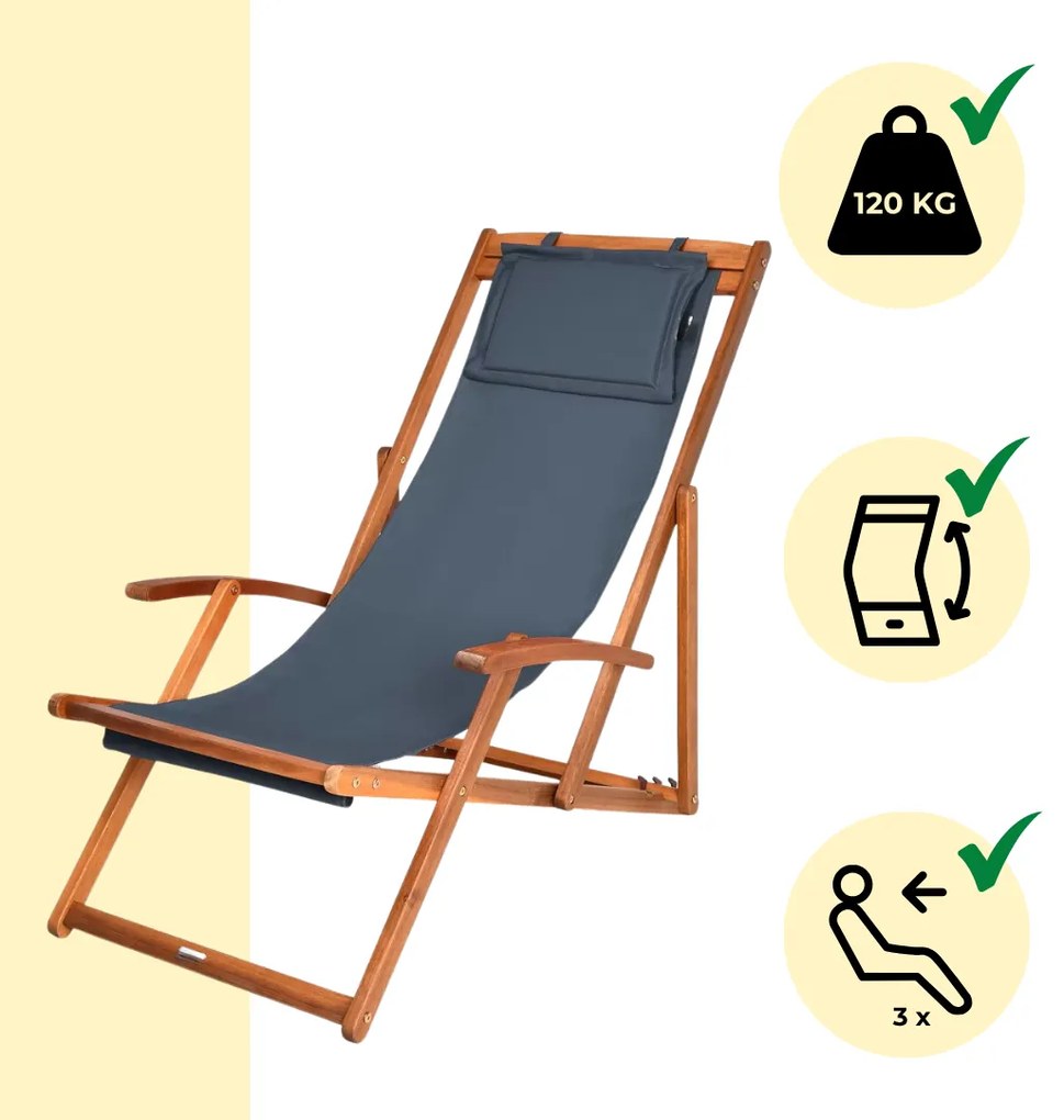 SIENA kerti nyugágy, 65x87x102cm, antracit Jurhan