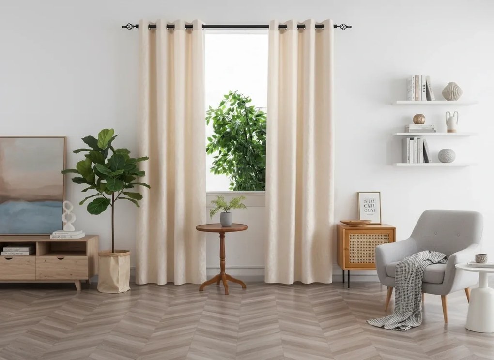 Sötétítő függöny DUNES VELVET 140x250 cm, krémszínű Felfüggesztés: Hullámos sínszalag