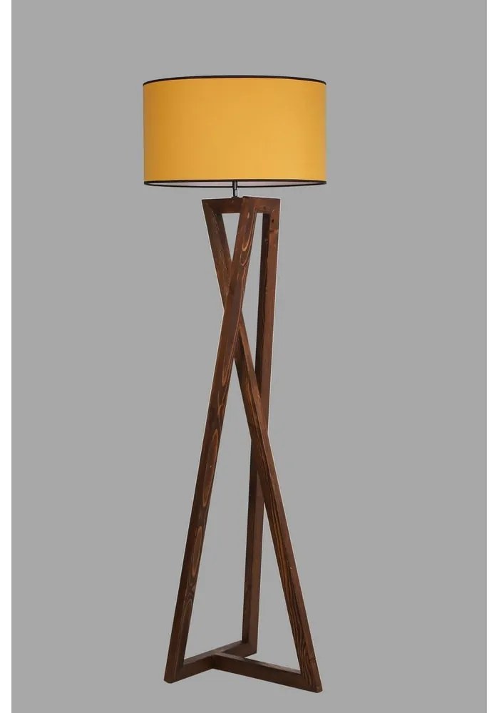 Mustársárga-barna állólámpa textil búrával (magasság 149 cm) Maçka – Opviq lights