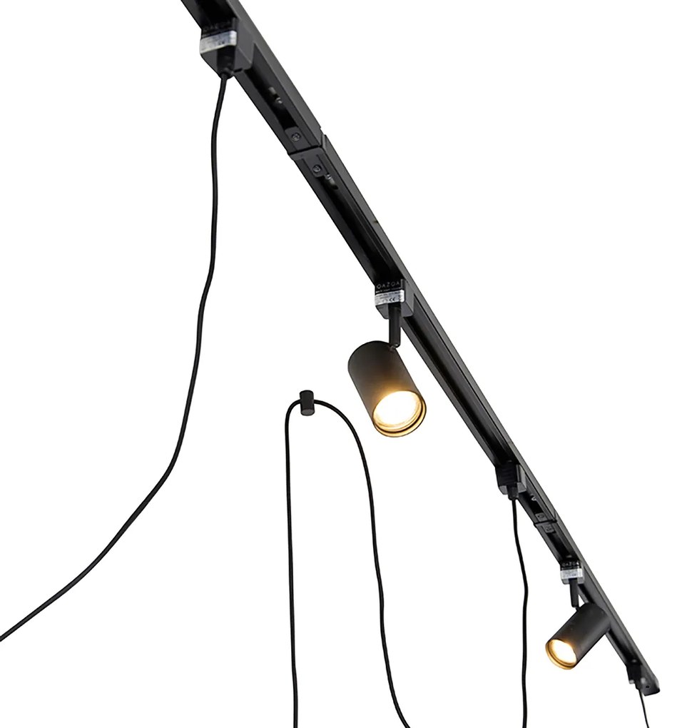 Okos sínrendszer fekete 3 spotlámpával és függőlámpa 1 fázisú - Cavalux Jeana