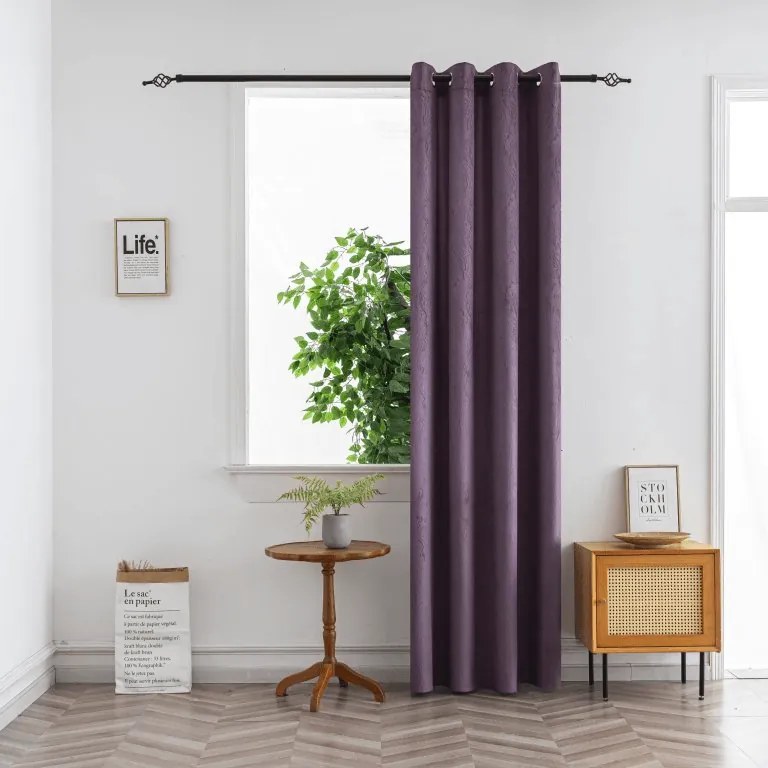 DUNES VELVET sötétítő függöny 140×250 cm, lila Felfüggesztés: Hullámos sínszalag