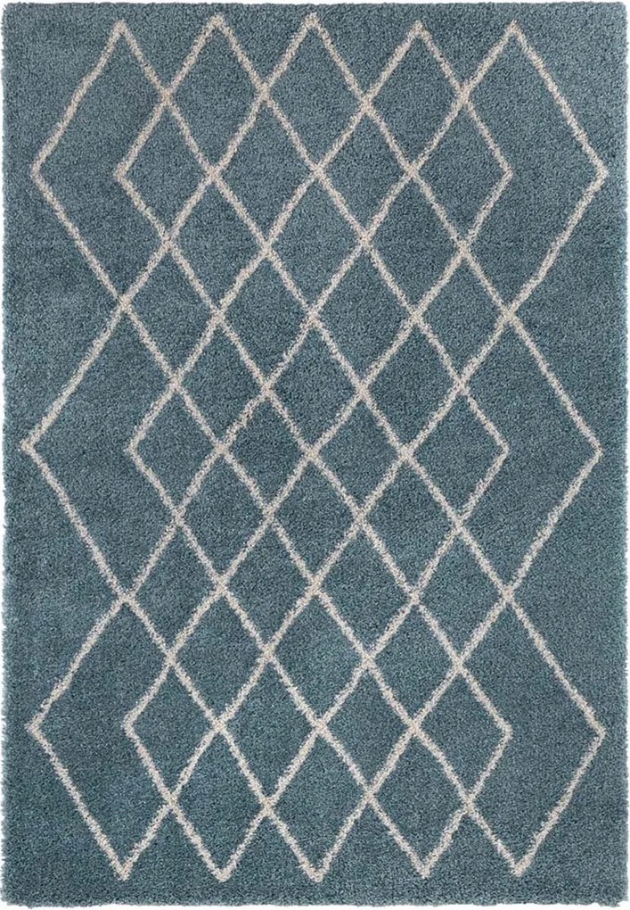 Türkiz krémszínű vastag shaggy szőnyeg nappaliba,boho mintás 160x230cm