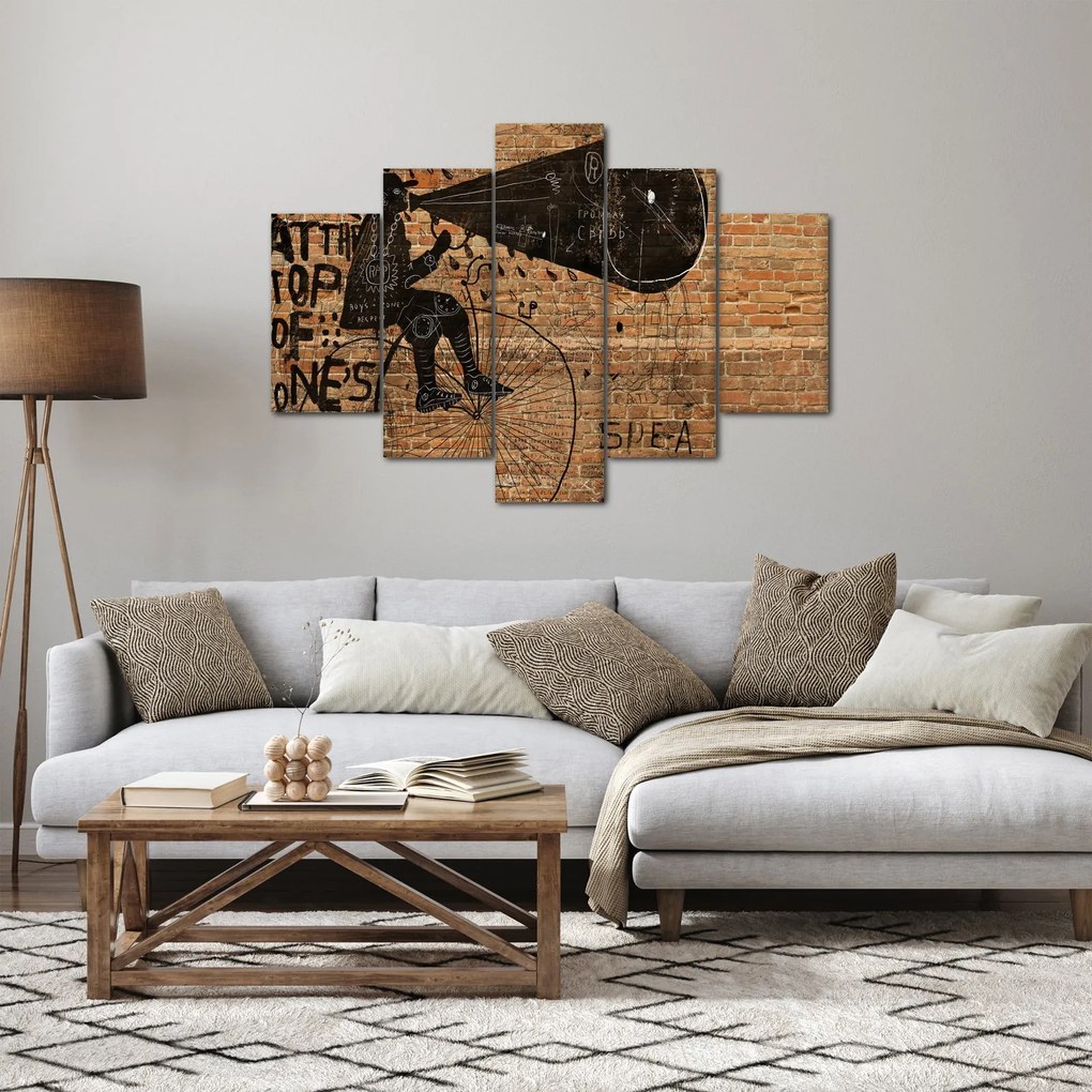 Kép - Férfi kerékpáron Banksy stílusában (150x105 cm)